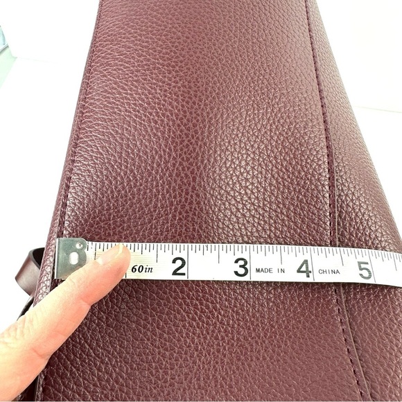 Rachel Zoe Tote Bag Burgundy Faux Leather Double Handle Handbag New - Picture 14 of 15